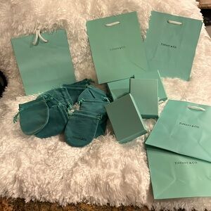 Tiffany like bags velvet pouches small shopping bags 4 boxes